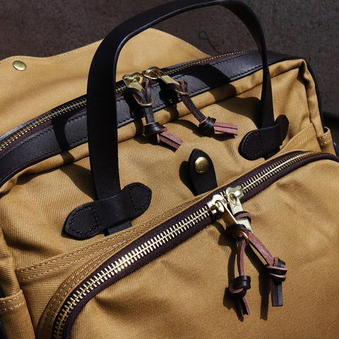 Canvas &amp; Saddle Leather Shoulder Strap YKK Pure Copper Zipper-BS00504-Veeddydropshipping