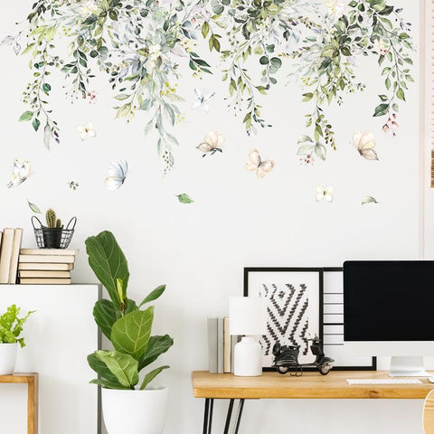 Tropical Green Leaves PVC Wall Stickers-HA00225-Veeddydropshipping