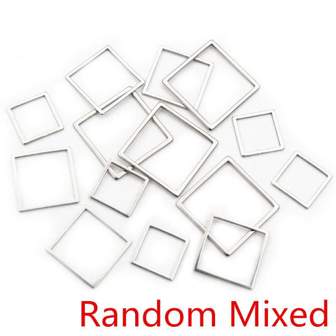 20pcs Square Charm Steel Pendant Open Mold Bezel DIY Jewelry Making-JW01615-Veeddydropshipping