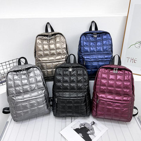 Women's Backpack Quilted Plaid Female School Backpacks-BS00016-Veeddydropshipping