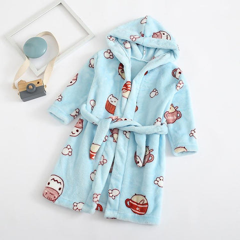 Cartoon Animal Bathrobe For Children Flannel Long Sleeve Hooded Kids-TB01038-Veeddydropshipping
