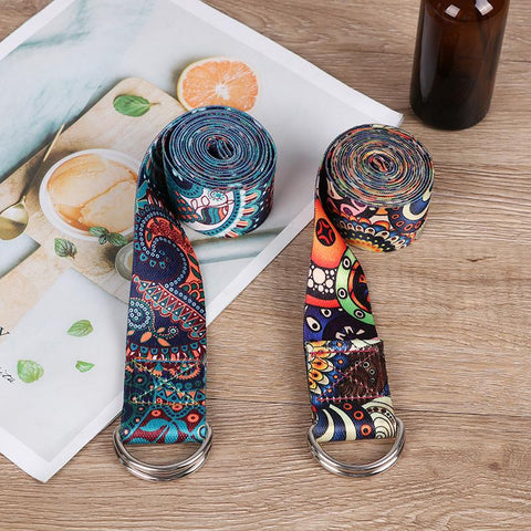 Colored Printed Adjustable Yoga Belt Yoga Stretch Belt Washable-OS01482-Veeddydropshipping