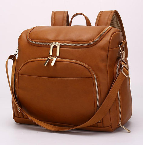 Pu Mommy Bag Backpack Large Capacity Waterproof Mother and Baby Bag-TB00219-Veeddydropshipping