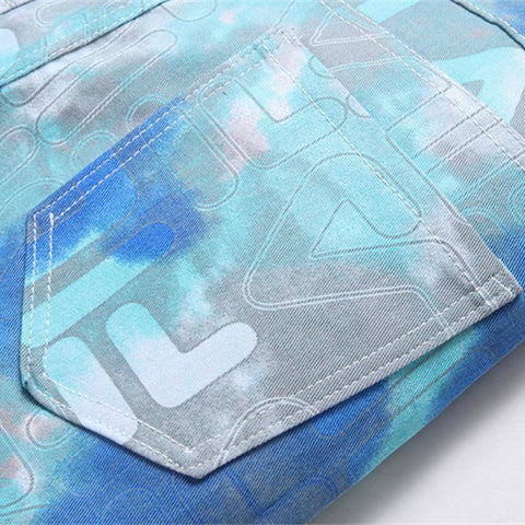 Digital Print Cotton Trousers Light Blue Medium-MF00639-Veeddydropshipping