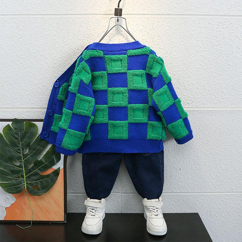 Boys Plaid Pattern Coat Kids Spring Autumn Outerwear-TB01178-Veeddydropshipping