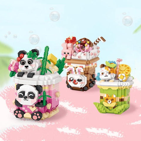 Cute Panda Mini Building Blocks DIY Animal Panda 3D Model Milk Tea Cup-TB01483-Veeddydropshipping