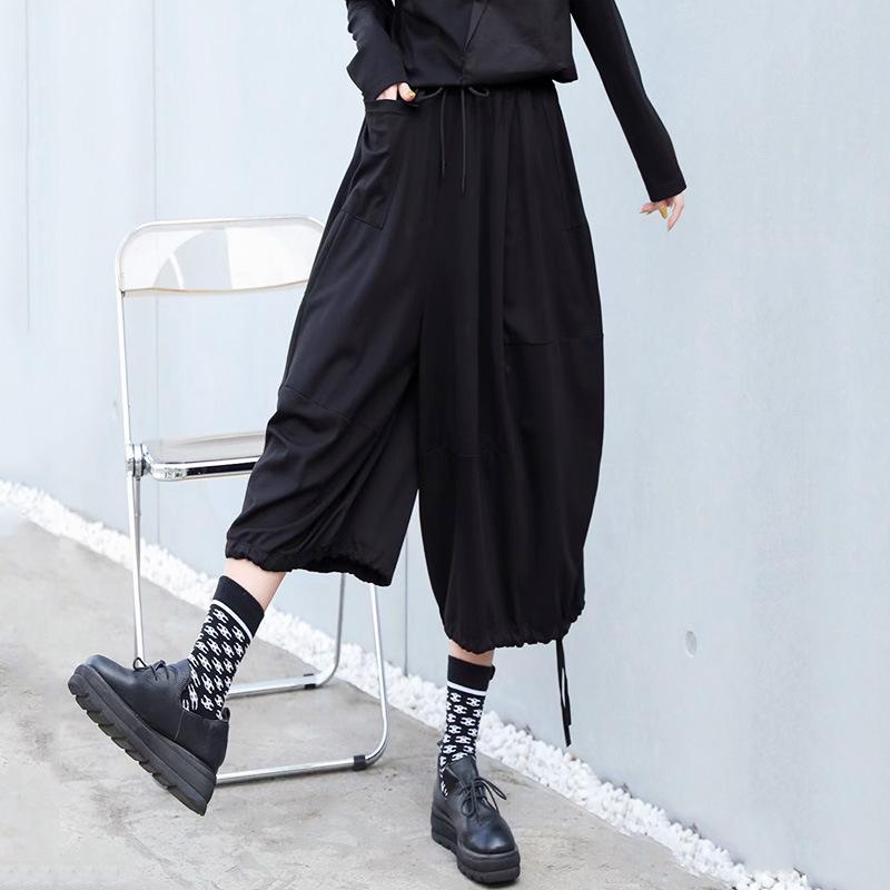 Women Drawstring Loose Asymmetric Harlan Pants-Veeddydropshipping