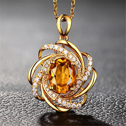 18 K Gold Necklace Crystal Jewelry Pendant Womens -JW00073-Veeddydropshipping