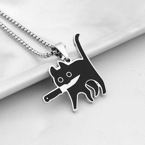 Killer Cat Necklace For Women Men  Cat Pendant Chain Jewelry -JW01263-Veeddydropshipping
