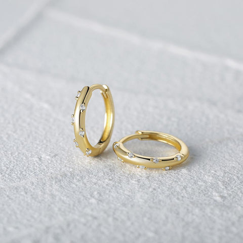 925 Sterling Silver Glossy Hoop Earrings Tiny Cartilage Piercing -JW01459-Veeddydropshipping