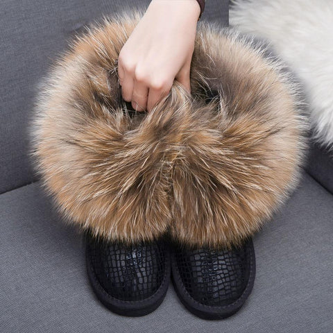 Snow Boots,Real Cowhide,Fox Wool Classic Women-BS01028-Veeddydropshipping