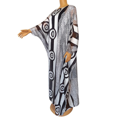 Abayas Women Geometric Print Maxi Dress-WF01538-Veeddydropshipping