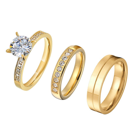 Wedding Set Lovers Alliance Big Stone Engagement Ring  -JW00419-Veeddydropshipping