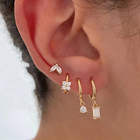2PC Stainless Steel Little Huggies Hoop Earrings For Women -JW00265-Veeddydropshipping