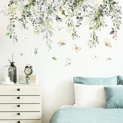 Tropical Green Leaves PVC Wall Stickers-HA00225-Veeddydropshipping