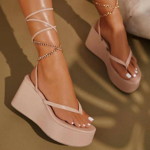 Ankle Strap Platform Wedge Flip-Flops Simple Comfortable-BS00900-Veeddydropshipping