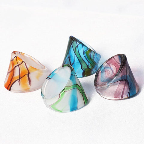 12Pcs Style Glass Ring Valentine Fashion Jewelry -JW00418-Veeddydropshipping