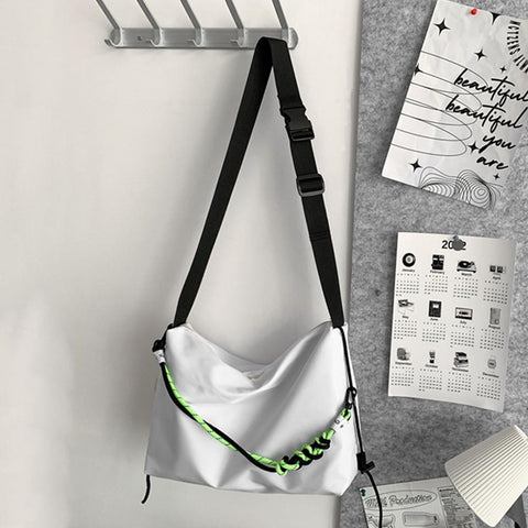 Men Fashion Shoulder Tote Bag Solid Leisure with Green Ribbon for-BS00357-Veeddydropshipping