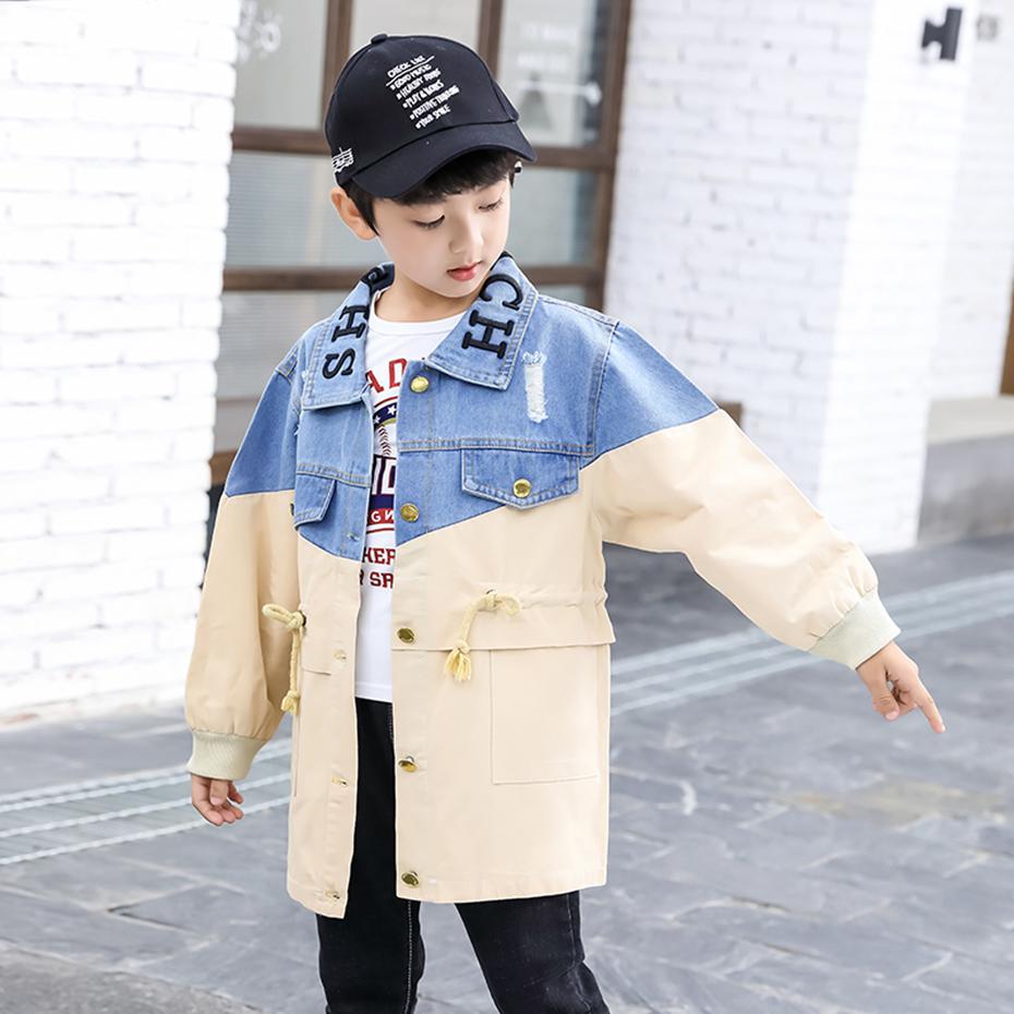 Boys Long Jacket Outerwear Patchwork Coat-Veeddydropshipping
