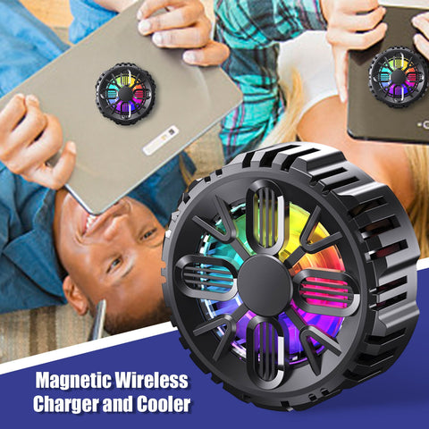 Magnetic Mobile Phone Cooler And Wireless Charger Mobile Game Cooling Fan RGB Lighting-PA00688-Veeddydropshipping