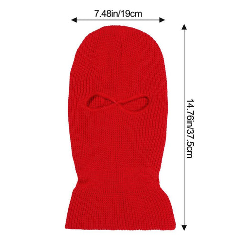 1PC Winter Knit Cap Warm Soft 2 Holes Full Face Ski Hat Hood Motorcycle Helmet -OS01109-Veeddydropshipping