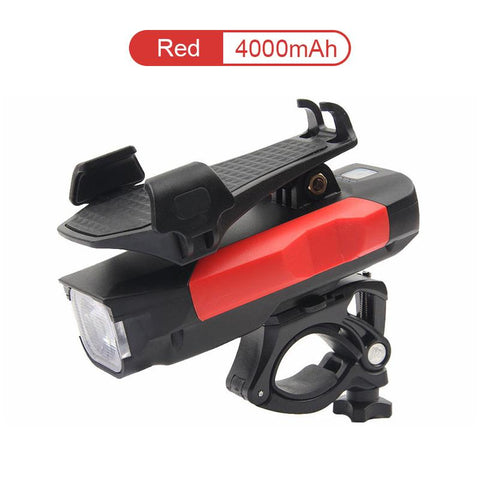 Bicycle Light Mobile Phone Holder USB Rechargeable 4 in 1 Bike Horn 4000MAh Power Bank Headlight-PA00512-Veeddydropshipping