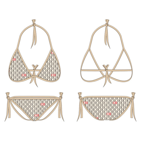 2023 Backless Plaid Monokini Two Piece Swimwear Luxury Sexy Cut Out Deep High -OS00270-Veeddydropshipping