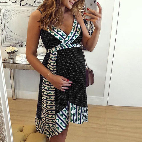 Pregnant Woman Dress Sexy Sleeveless Summer Maternity Sundress-TB00609-Veeddydropshipping