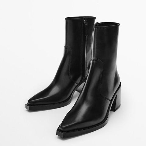 Boots Pointed Toe High Heels Women Boots Zipper Ankle-BS00946-Veeddydropshipping