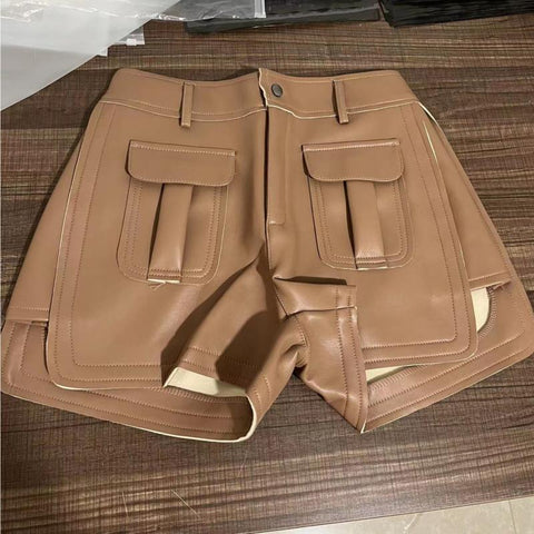 High Waist Cargo Short Pants Loose Pockets-WF00534-Veeddydropshipping