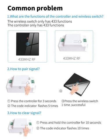 AXUS 1/2/3 Gang Wireless Wall Switch RF 433Mhz Interruptor Light Touch-TI01139-Veeddydropshipping