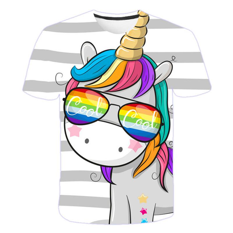 3D Boy Girl Clothes Unicorn Printed T-shirt Summer Wild Face Casual-TB01153-Veeddydropshipping