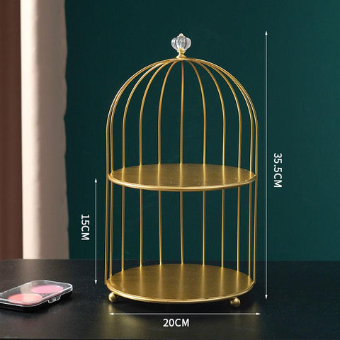 Metal Bird Cage Cosmetic Storage Organizer Lipstick-HA00790-Veeddydropshipping