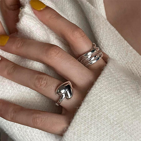 Silver Color Twist Lines Open Rings For Women Minimalist  Rings Jewelry-JW01408-Veeddydropshipping