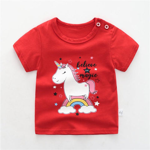 2023 Summer Shorts Sleeve Children Girls T-shirts Cartoon Printed Baby-TB00955-Veeddydropshipping