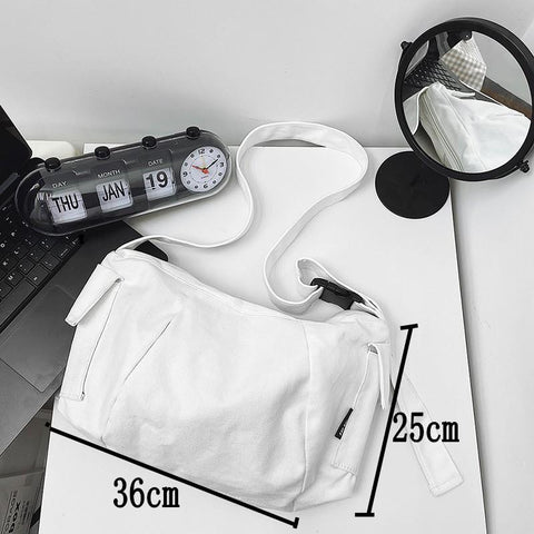 Nylon Shoulder Bag for Men and Women Lightweight Solid Color-BS00385-Veeddydropshipping
