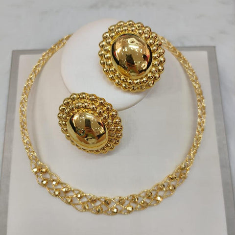 Gold Plated Jewelry Set for Women Round Earrings Pendant  -JW00314-Veeddydropshipping