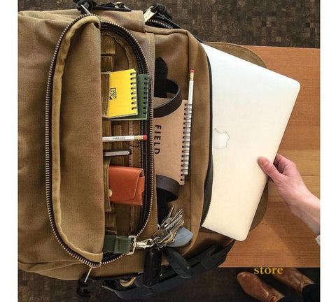 Canvas &amp; Saddle Leather Shoulder Strap YKK Pure Copper Zipper-BS00504-Veeddydropshipping