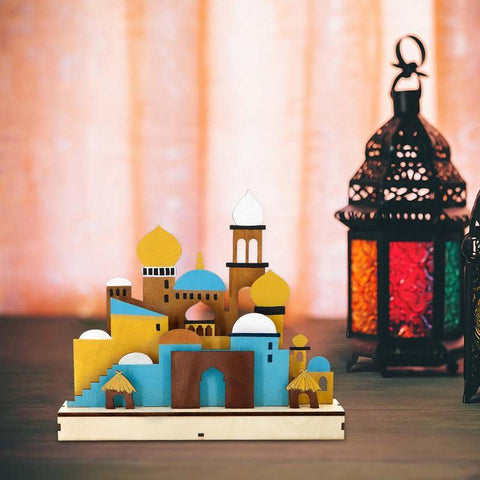 Night Lights Ornament Decor 3D Mosque Castle LED Islamic-HA00318-Veeddydropshipping