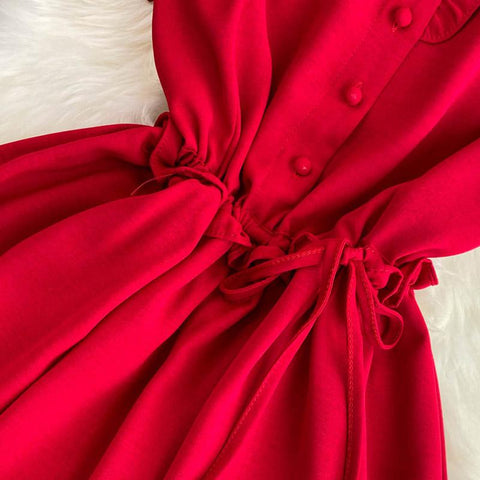 Women Fashion Mullet Hem Short Sleeve Slim Dress-WF00047-Veeddydropshipping