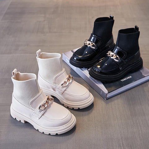 Children Fur Short Ankle Boots Toddlers Girls PU Leather Shoes-TB00140-Veeddydropshipping