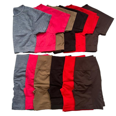 Amplify Seamless Yoga Sets Women Workout Gym Set Scrunch Butt Shorts Leggings -OS00869-Veeddydropshipping