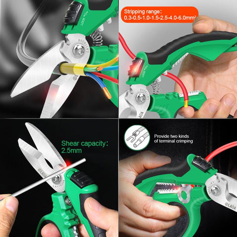 Heavy Duty Electrician Scissors with Wire Cable Stripping-TI00042-Veeddydropshipping