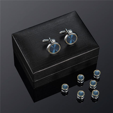 Luxury Man Shirt Cufflinks Vintage Blue Cufflink -JW01300-Veeddydropshipping