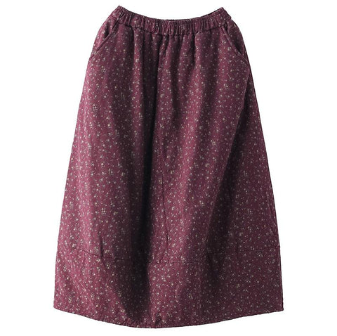 Women Retro Print Loose Thick Fashion A-Line Skirts-WF00445-Veeddydropshipping