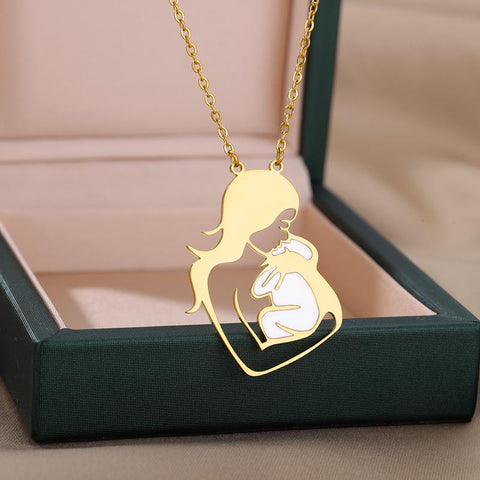 Pendants Necklace Child Pregnant Heart Stainless Steel  Jewelry-JW01222-Veeddydropshipping