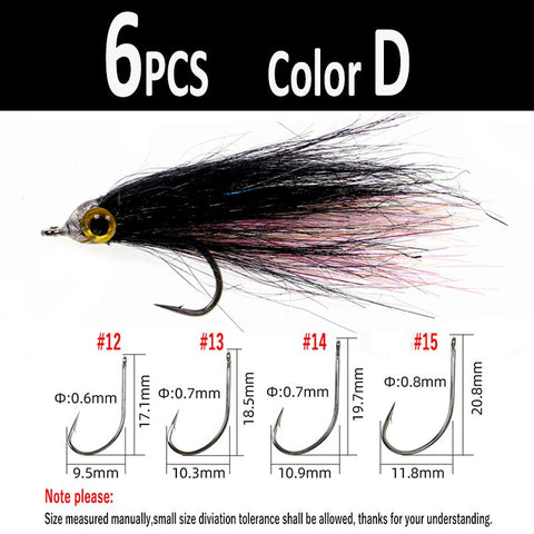 6pcs Wounded Ice Dub Minnow Fly Fishing Flies Realistic Baitfish Lures-OS00531-Veeddydropshipping