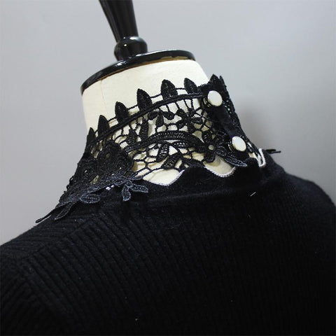 Lace Hollow Shirt Fake Collar Ladies-WF01226-Veeddydropshipping