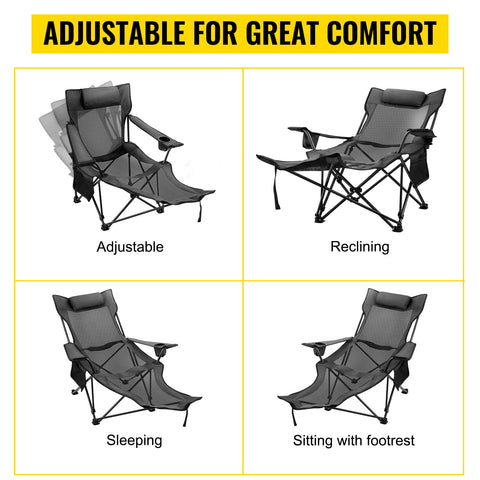 Outdoor Folding Camp Chair Backrest With Footrest-HA01636-Veeddydropshipping