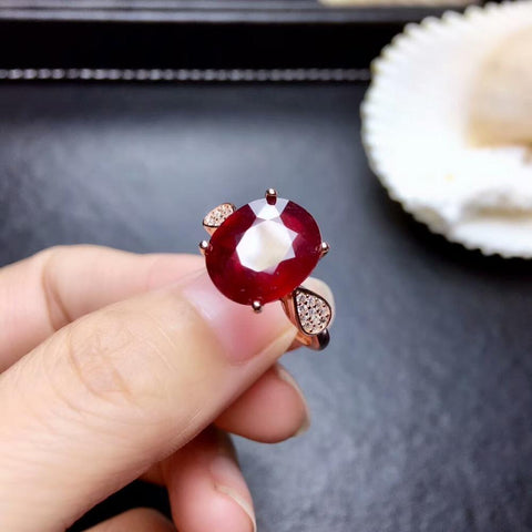 Pigeon Blood Ruby Gemstone Fashion Ring 925 Sterling Silver-JW00103-Veeddydropshipping
